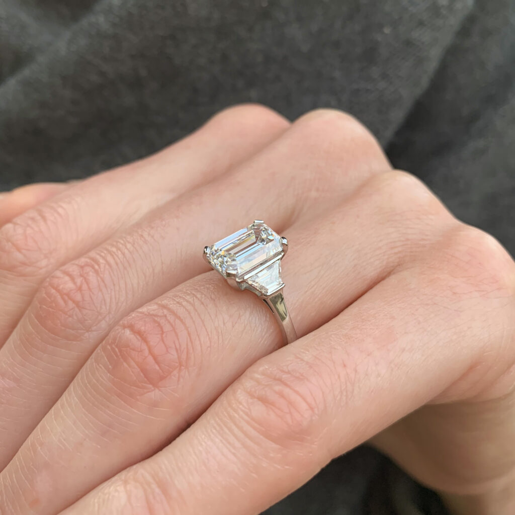 ronan campbell bespoke emerald cut diamond engagement ring luxury high jewelry private jeweller celebrity jeweler dublin ireland designyard contemporary atelier 